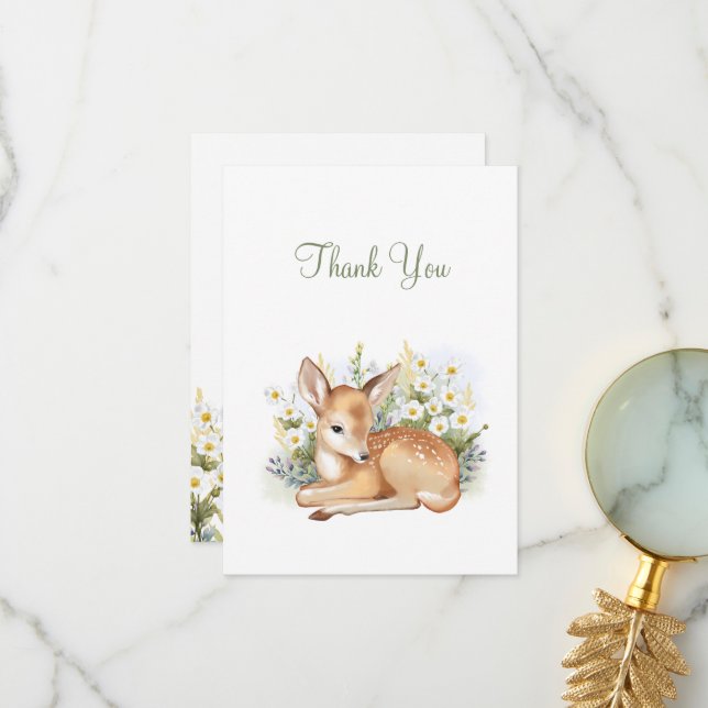 Baby shower invitations with an adorable  fawn. tack kort (Fram/Back In Situ)