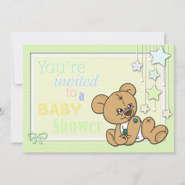 Baby shower inviterar knäppas björnar inbjudningar (Framsida)