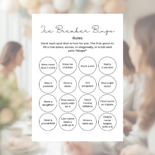 Baby Shower Isbrytare Bingo-spel Brevhuvud