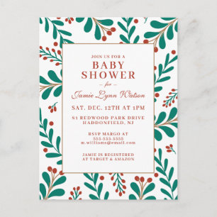 BABY SHOWER Julmistel & Järnek Vykort