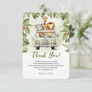Baby Shower Jungle Safari Animals in Car Tack Kort