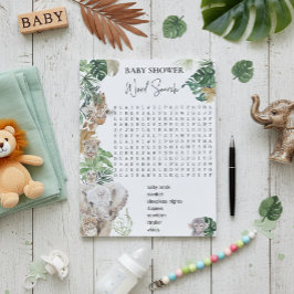 Baby Shower Jungle Safari Animals Ord Search Anteckningsblock