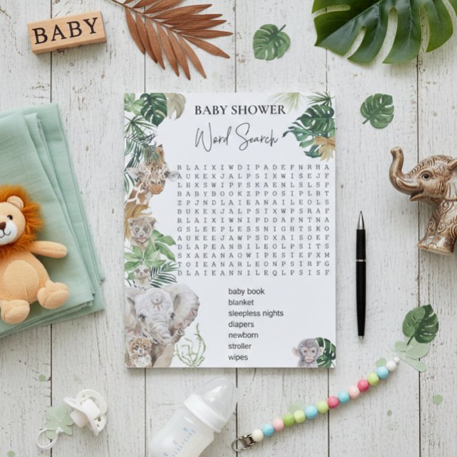 Baby Shower Jungle Safari Animals Ord Search Anteckningsblock (Skapare uppladdad)