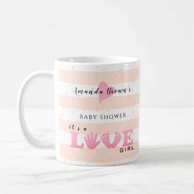 Baby Shower Kärlek Flicka Kaffemugg (Vänster)