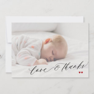 Baby shower kärlek och tack skript enkel bild kort