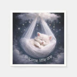 Baby Shower Kattunge i en Tyllhammock Pappersservett