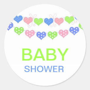 Baby Shower Kedja av Hjärtan Runt Klistermärke