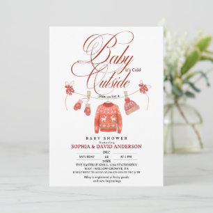Baby Shower Klädlinje Baby det är kallt ute Inbjudningar