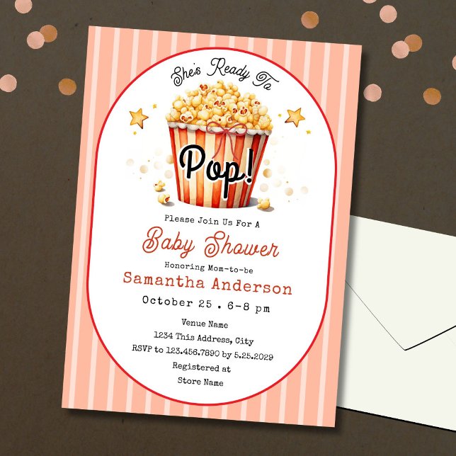 Baby Shower Klar att Spricka Inbjudan Popcorn Tema (Skapare uppladdad)