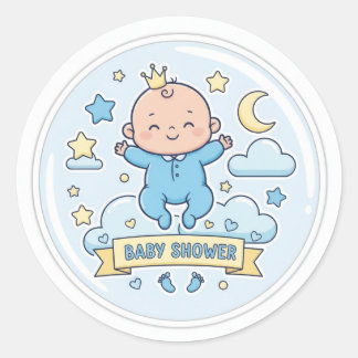 Baby shower-klistermärke för pojke runt klistermärke