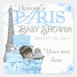 Baby shower-klistermärken för pojke i Paris Fyrkantigt Klistermärke