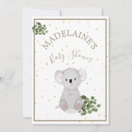 Baby Shower Koala Blommigt Grönt Inbjudningar