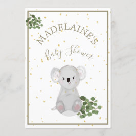 Baby Shower Koala Blommigt Grönt Inbjudningar