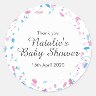 Baby Shower Konfetti Tack Favor Runt Klistermärke