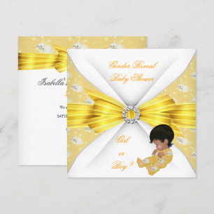Baby Shower Köns Avslöjande Gul Flicka Pojke Kanin Inbjudningar