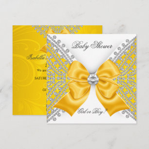 Baby Shower Köns Avslöjande Gul Vit Inbjudningar