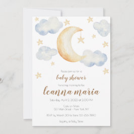 Baby Shower Köns Avslöjande Måne Stjärnor Inbjudan