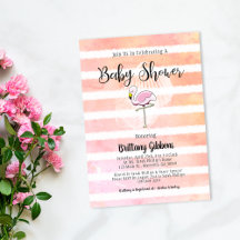 Baby Shower Korall Rosa Randig Flamingo