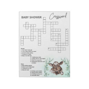 Baby Shower Korsord Ko Kalv Lek Anteckningsblock