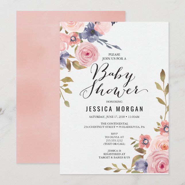 Baby Shower-kort för inbjudan till babykläder (Fram/baksida)