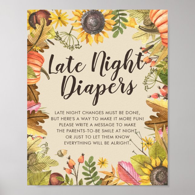 Baby Shower Late Late Night Diaper Pumpkins Sunwer Poster (Framsidan)