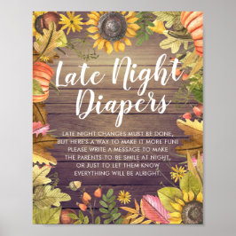 Baby Shower Late Late Night Diaper Pumpkins Sunwer Poster