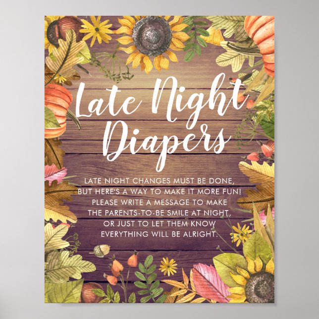 Baby Shower Late Late Night Diaper Pumpkins Sunwer Poster (Framsidan)