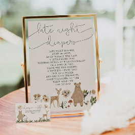 Baby Shower Late Lght Diaper Sign Boho Woodland Poster