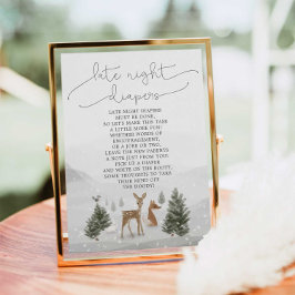 Baby Shower Late Lght Diaper Sign Boho Woodland Poster