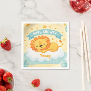 Baby Shower Lejon anpassat namn – Söt Safari Djung Pappersservett