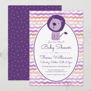 BABY SHOWER   Lejon inbjudan till Lila Watercolor