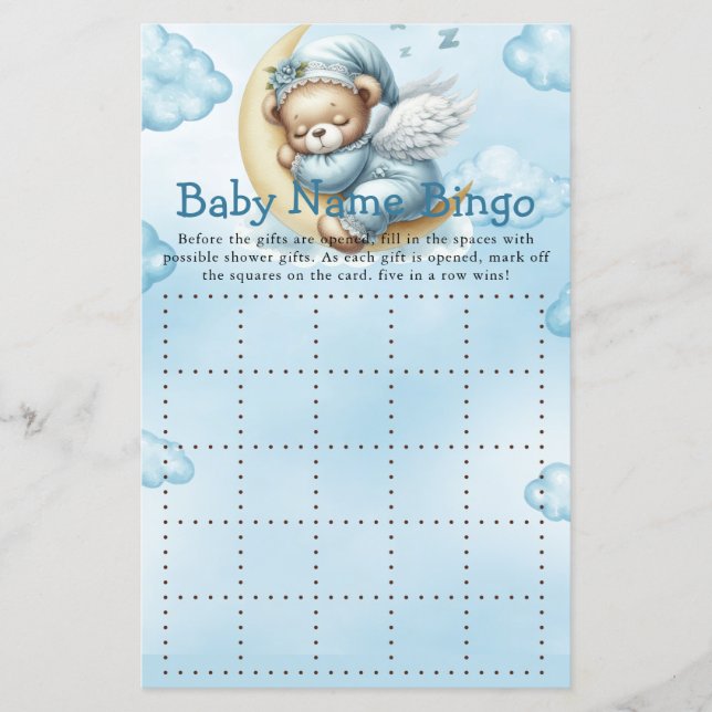 Baby Shower Lek Teddybjörn Bingo (Framsida)
