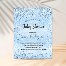 Baby Shower Light blue metall glitter-stoftpojke Inbjudan Vykort