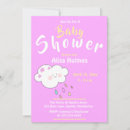 Baby Shower, Lila and White Inbjudningar