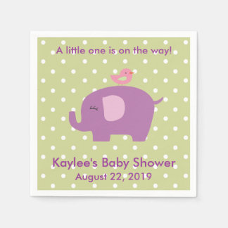 Baby Shower Lila Elephant Polka Dot Napkins Pappersservett