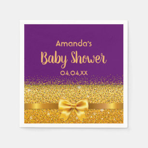 Baby Shower lila guld bow Pappersservett