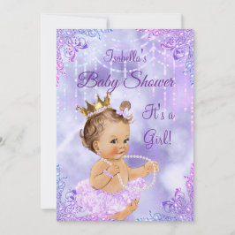 Baby Shower Lila Lilac Pearl Brunette Inbjudningar