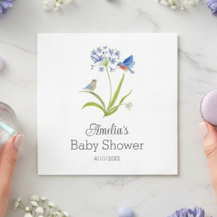 Baby Shower Lily med blåfågelmoder och baby Pappersservett