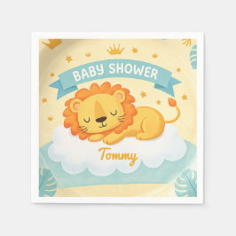 Baby Shower Lion  custom name – Cute Safari Jungle Pappersservett