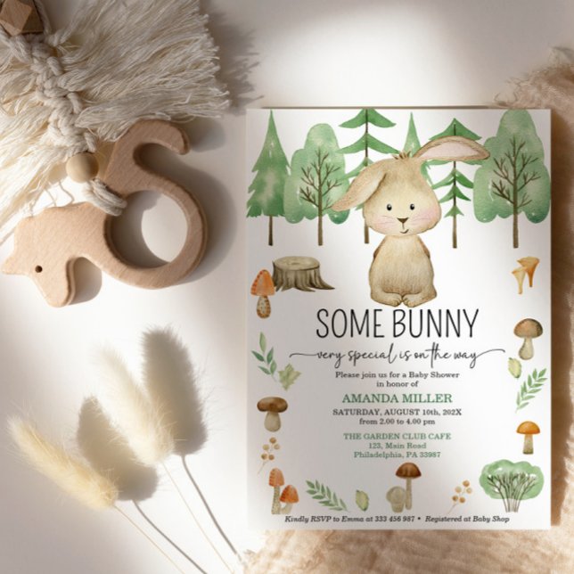Baby Shower lite bunny-skogsinbjudan Spara Datumet (Skapare uppladdad)