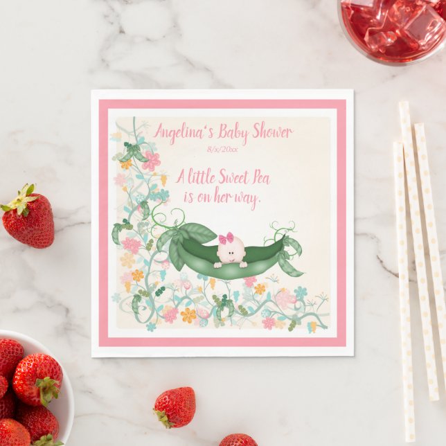 Baby Shower Liten Söt Ärt På Väg Ärtpodd Pappersservett (Insitu)