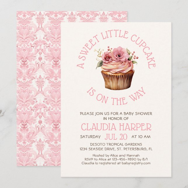 Baby Shower Little Cupkaka Baby Shower Inbjudningar (Fram/baksida)