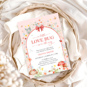 Baby Shower Little Kärlek Kryp Wildblomma Baby Sho Inbjudningar