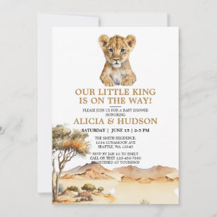 Baby Shower Little Kung Lejonare Unge Safari Baby  Inbjudningar