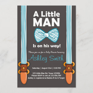 Baby Shower Little Man-inbjudan Bow Tie Blue Inbjudningar