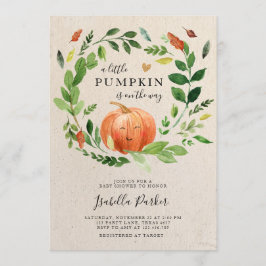 Baby Shower Little Pumpkin Fall Rustic Greenery Inbjudningar