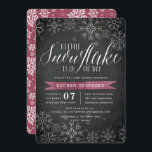 Baby Shower Little Snowflake Plum Chalkboard Inbjudningar<br><div class="desc">Brr! Frostiskt chic-inbjudningar till vinterbabyduschar har en vit snöflinga gräns på en rustisk kritbakgrund med vattenfärgaccenter för lila av plommon. "En liten snöflake är på väg" visas överst i chicens vita kalligrafskript. Anpassa med duschdetaljer om flicka under med hjälp av mallen fält. Kort på baksidan till en mönster av vitt...</div>