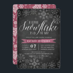 Baby Shower Little Snowflake Plum Chalkboard Inbjudningar<br><div class="desc">Brr! Frostiskt chic-inbjudningar till vinterbabyduschar har en vit snöflinga gräns på en rustisk kritbakgrund med vattenfärgaccenter för lila av plommon. "En liten snöflake är på väg" visas överst i chicens vita kalligrafskript. Anpassa med duschdetaljer om flicka under med hjälp av mallen fält. Kort på baksidan till en mönster av vitt...</div>