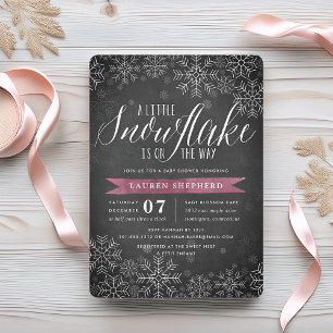 Baby Shower Little Snowflake Plum Chalkboard Inbjudningar