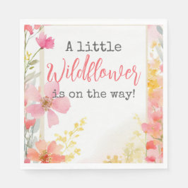 Baby Shower Little Wildblomma Flower Blommigt Peac Pappersservett
